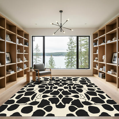 Black Cream Irregular Spots Rug