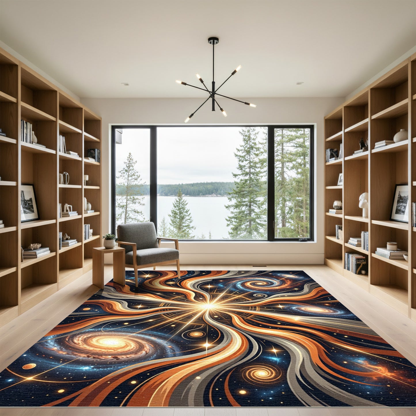 Vibrant Cosmic Nebula Swirl Rug