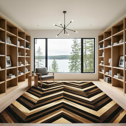Earthy Brown Chevron Striped Rug