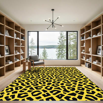 Bold Yellow Black Spots Rug