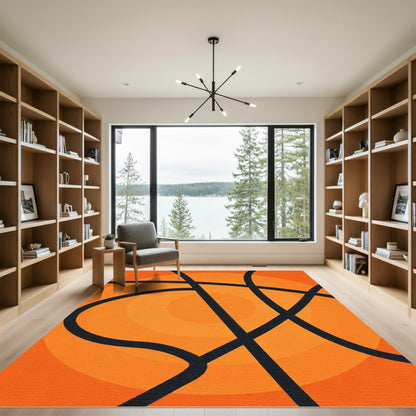 Bold Orange Geometric Stripe Rug