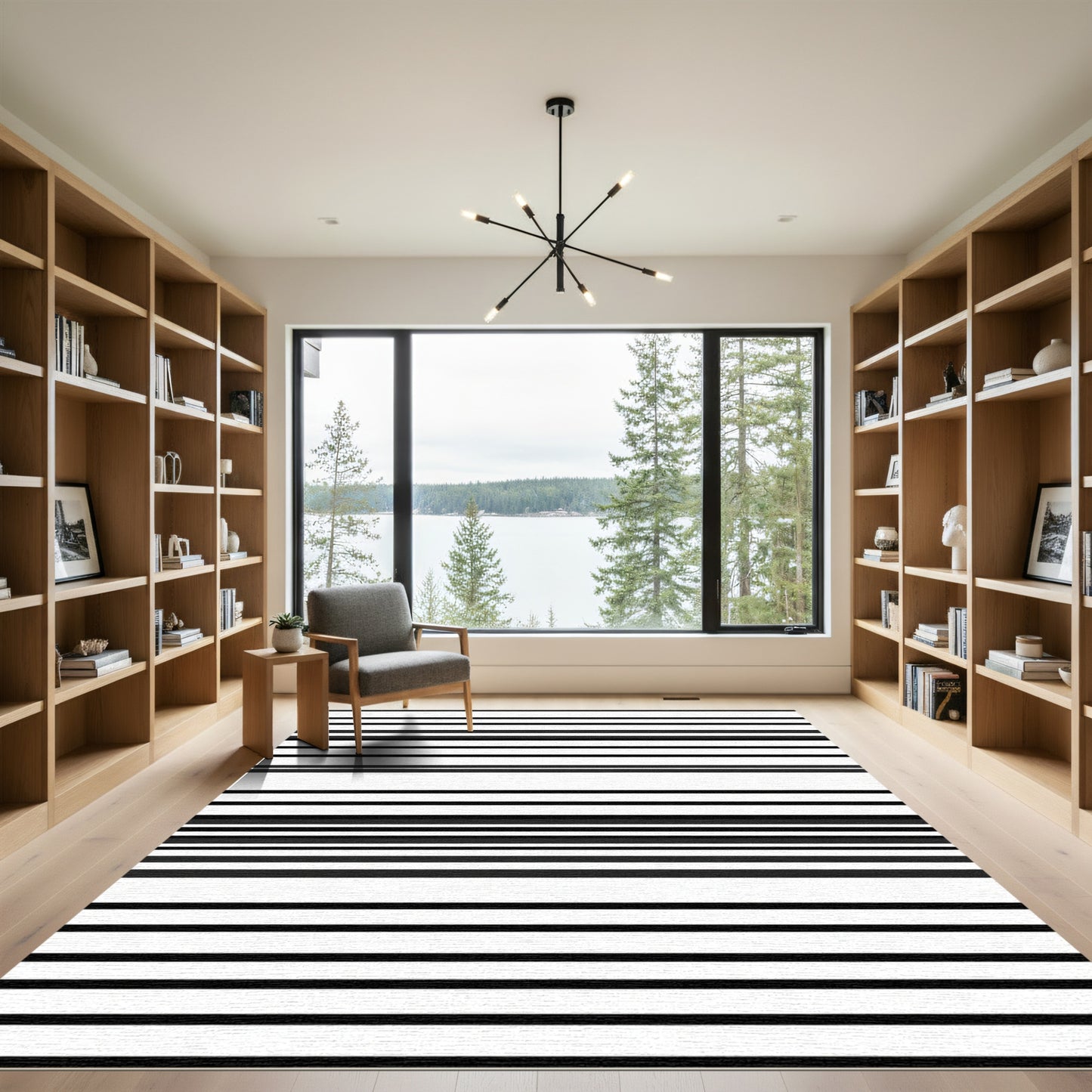 Thin Fat Linear Contrast Bands Rug