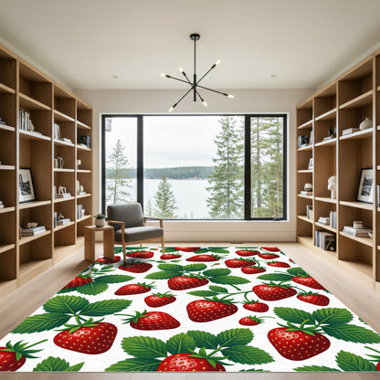 Vibrant Summer Strawberry Fruit Illustration Rug