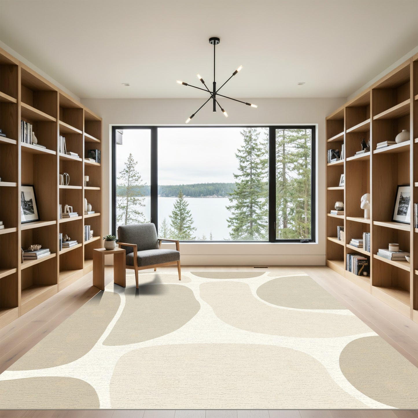 Neutral Organic Pebble Shapes Rug
