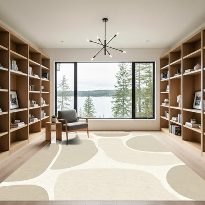 Neutral Organic Pebble Shapes Rug