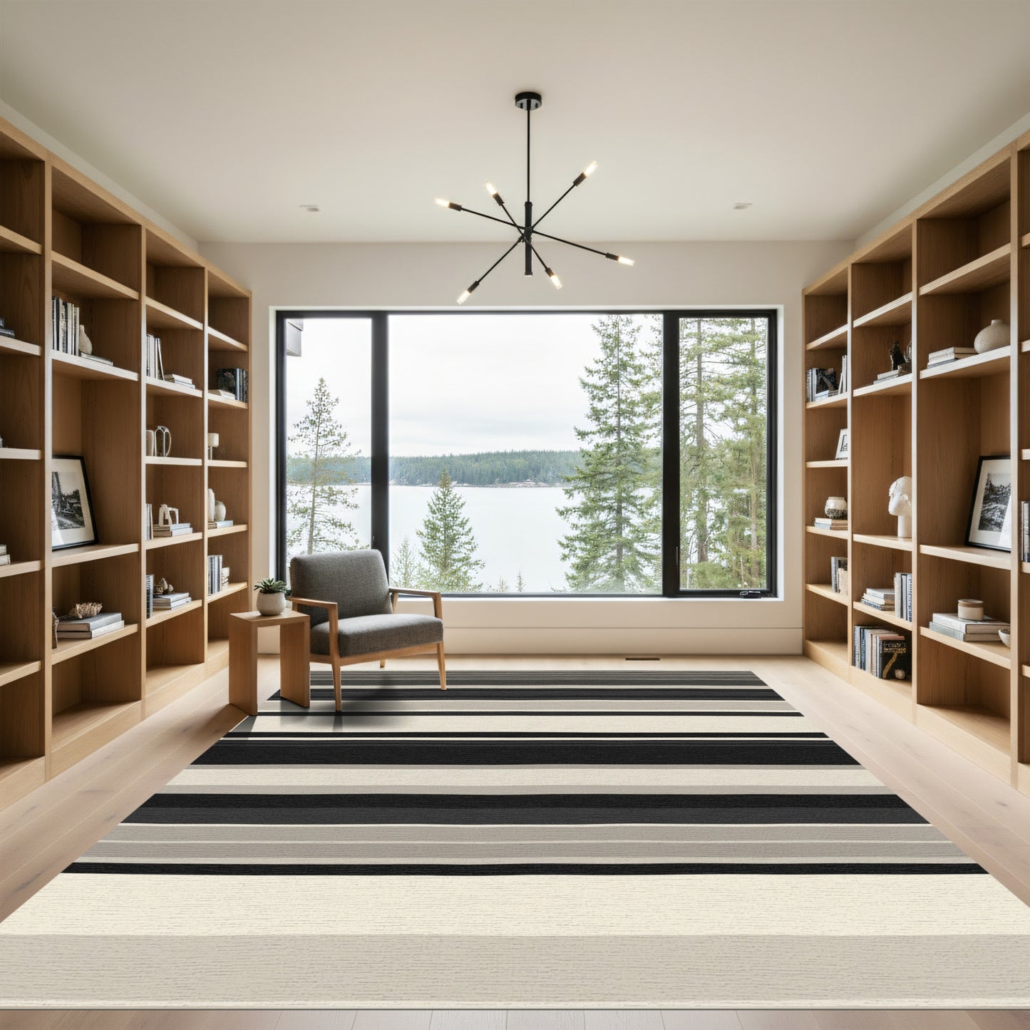 Modern Neutral Stripe Horizontal Rug