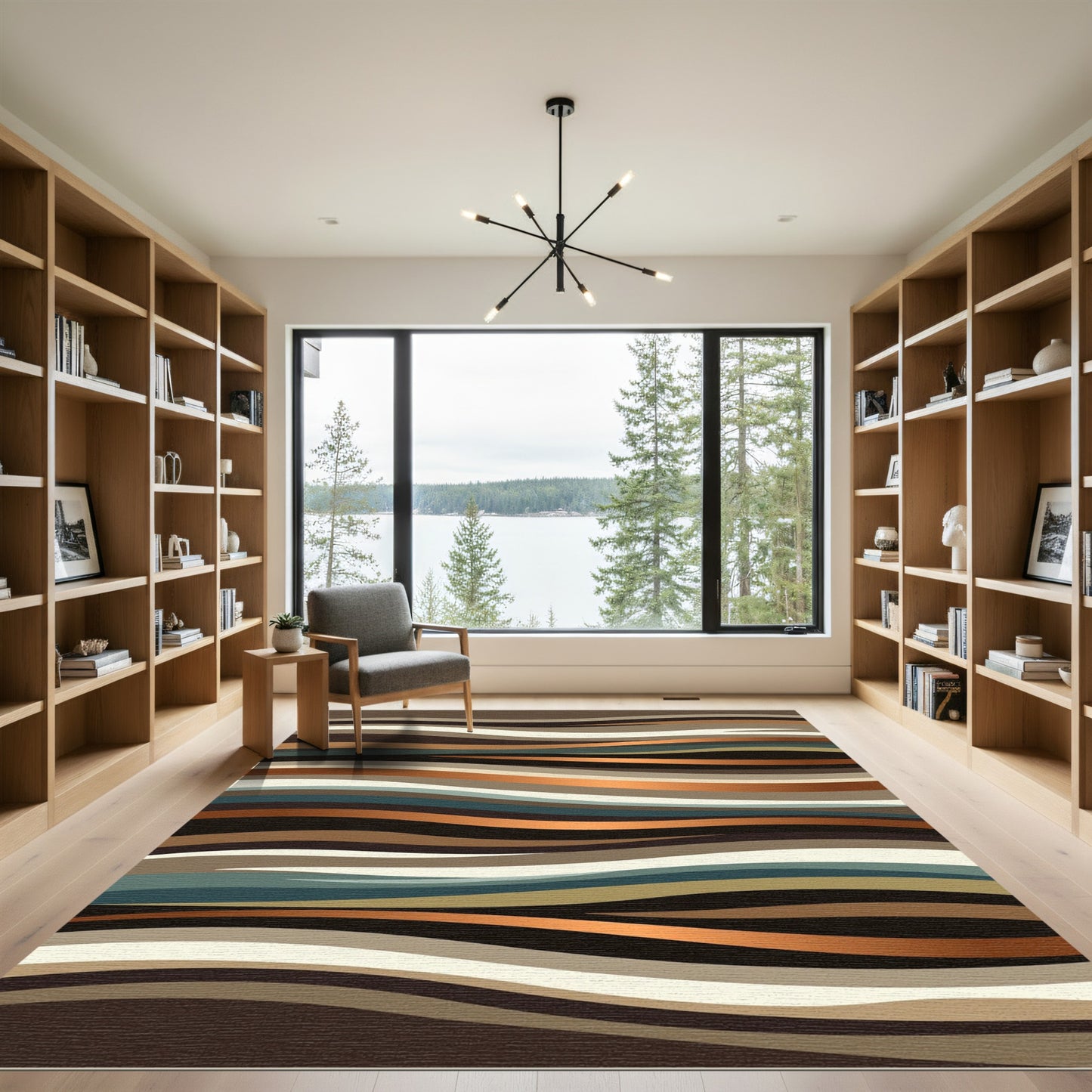 Earthy Tones Layered Wave Rug