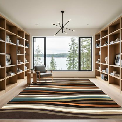 Earthy Tones Layered Wave Rug