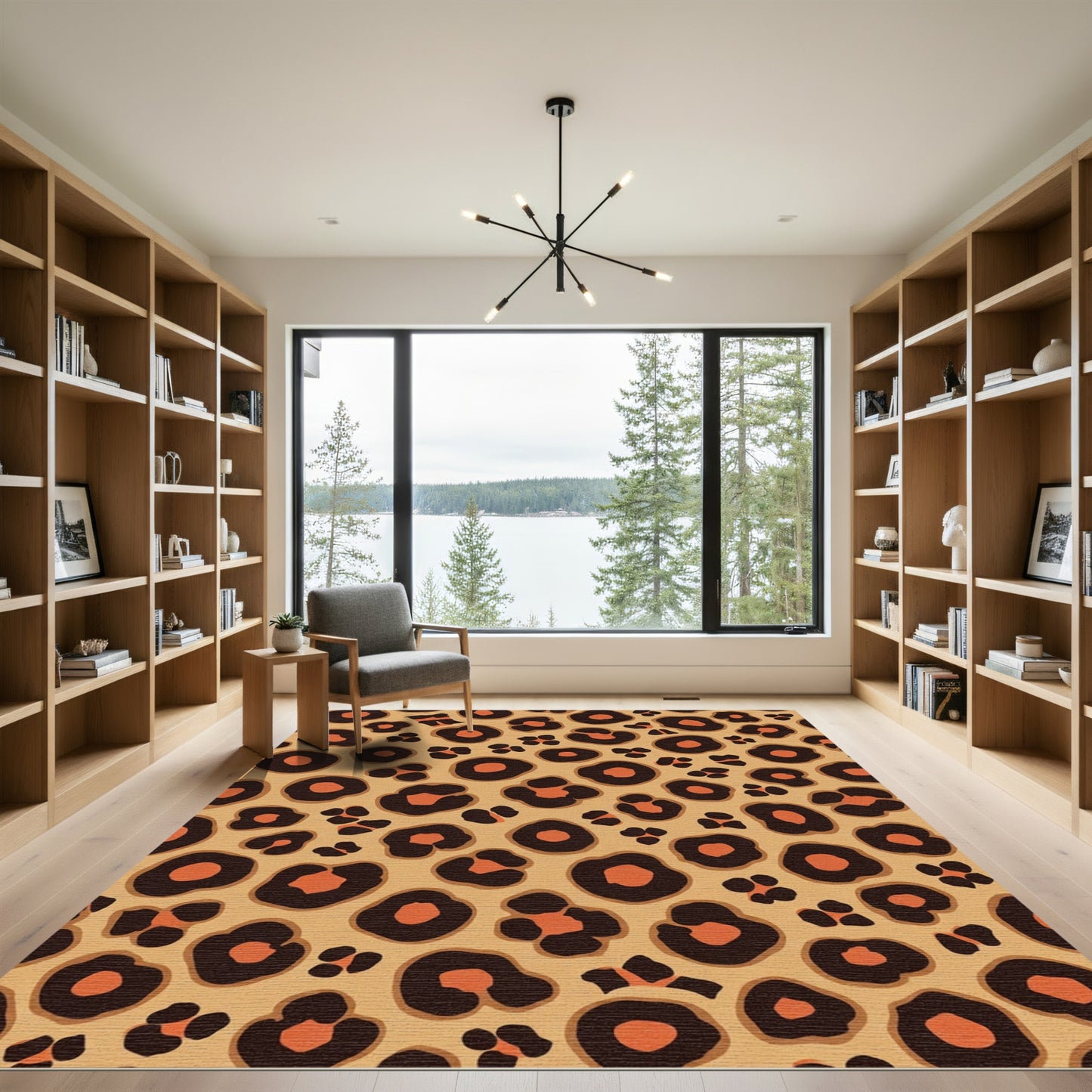 Bold Orange Leopard Spots Rug