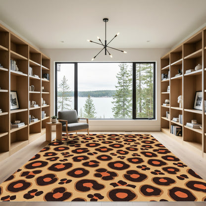 Bold Orange Leopard Spots Rug