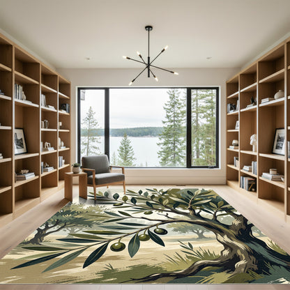 Olive Tree Branch Artwork Rug