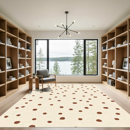 Cream Brown Scattered Polka Dots Rug
