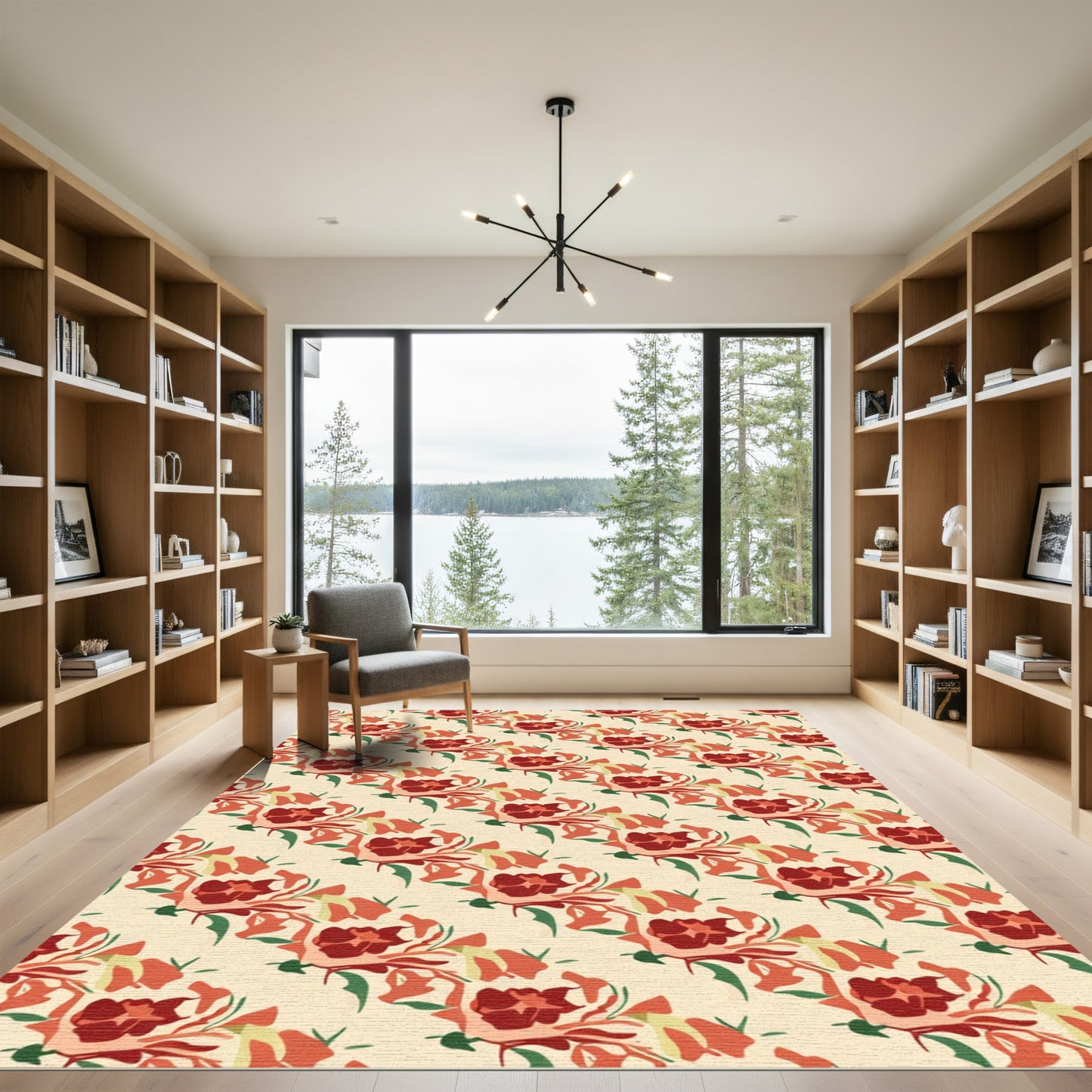 Rustic Red Bouquet Floral Arrangement Rug