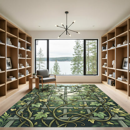 Classic Botanical Ivy Trellis Greenage Rug
