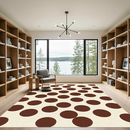 Ecru Chocolate Polka Dot Circles Rug