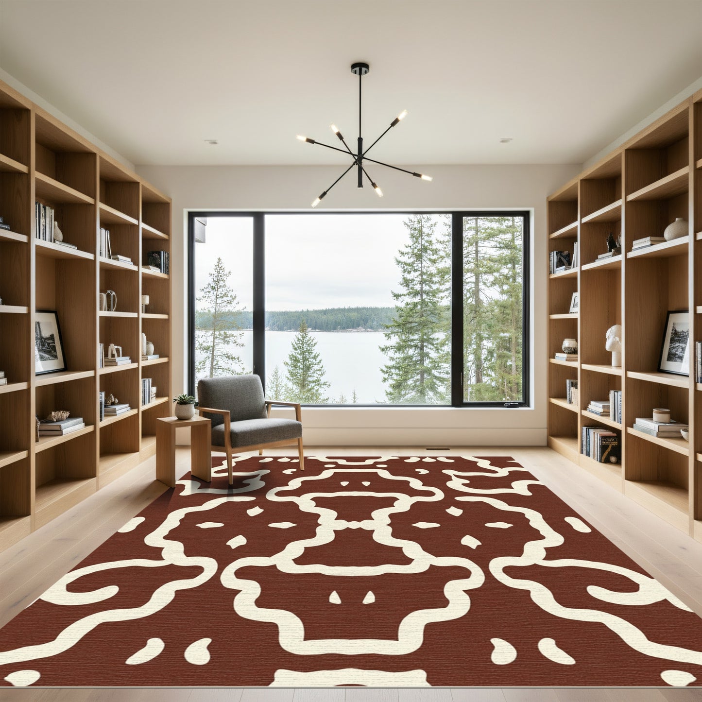 Brown Ivory Organic Curvy Tile Rug