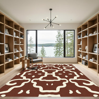 Brown Ivory Organic Curvy Tile Rug