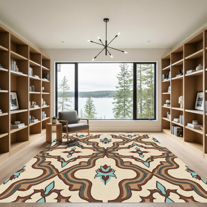 Earthy Tones Quatrefoil Medallion Rug