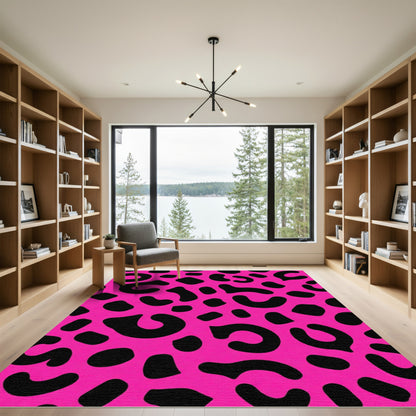 Bright Pink Black Spotty Spot Rug