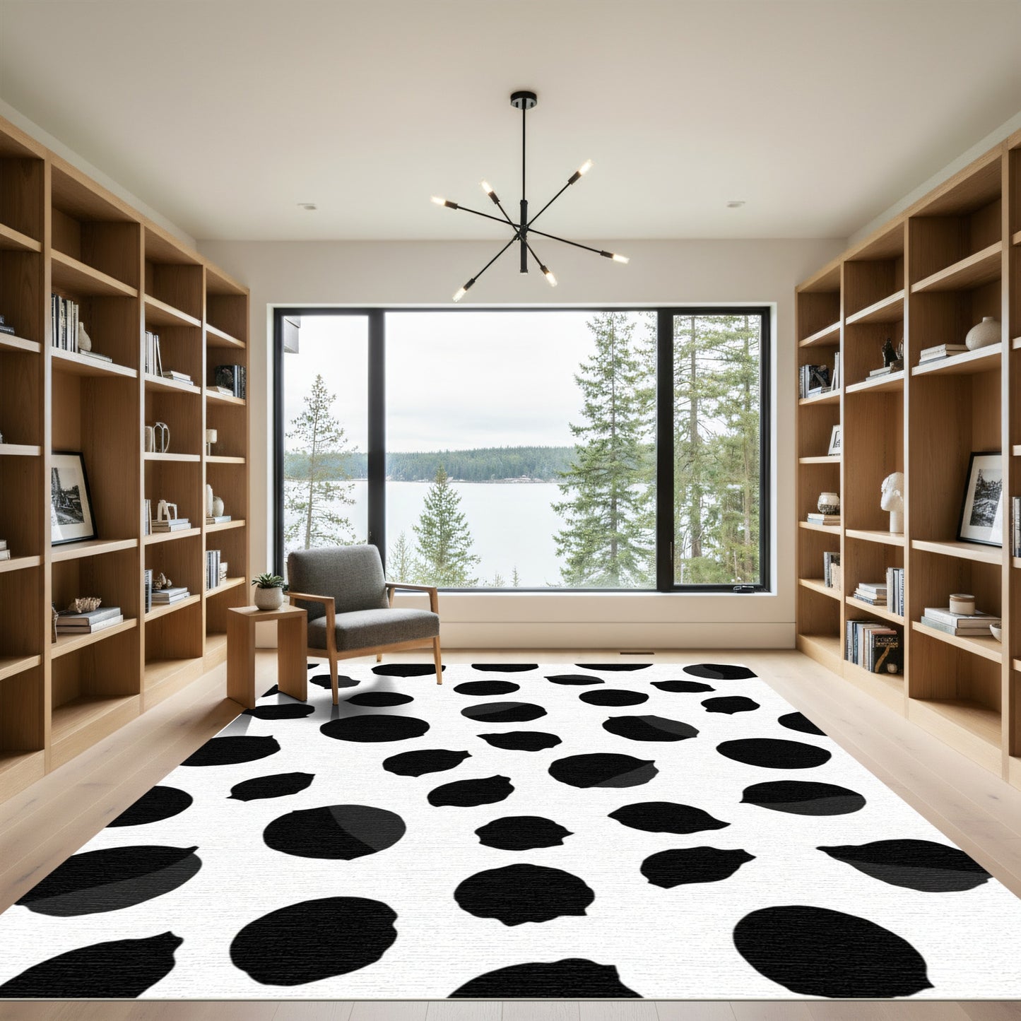 Black White Organic Polka Dot Rug