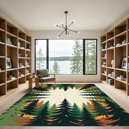 Earthy Forest Canopy Pine View Rug