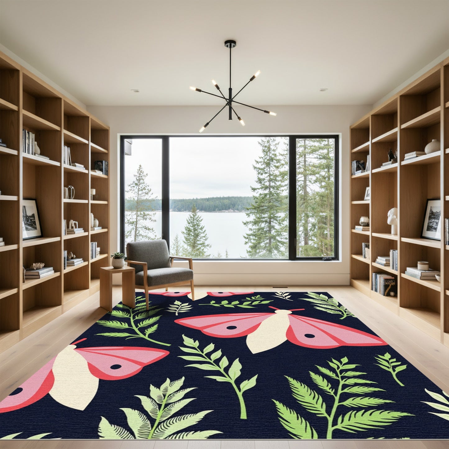 Pink Moth Foliage Garden Rug