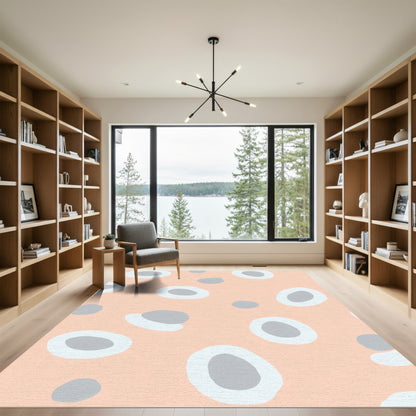 Peach Abstract Oval Blob Rug