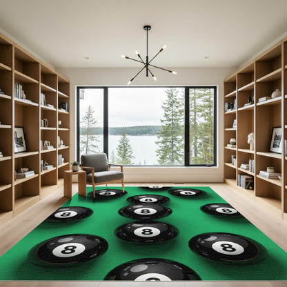 Bold Green Eight Ball Billiard Rug