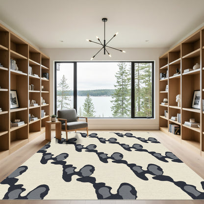 Gray Abstract Organic Flow Rug