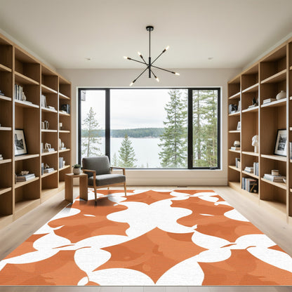 Crimson Abstract Floral Overlay Rug