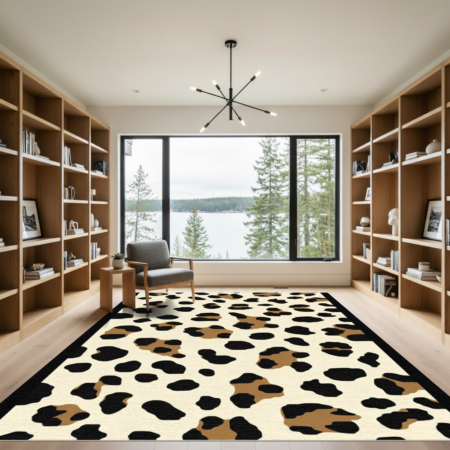 Cream Spotted Animal Print Rug
