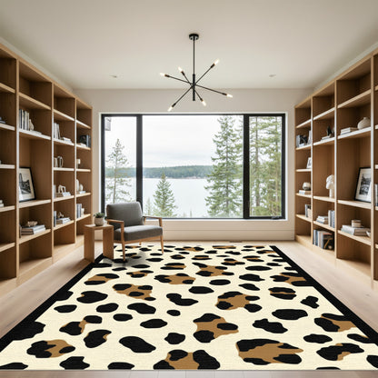 Cream Spotted Animal Print Rug