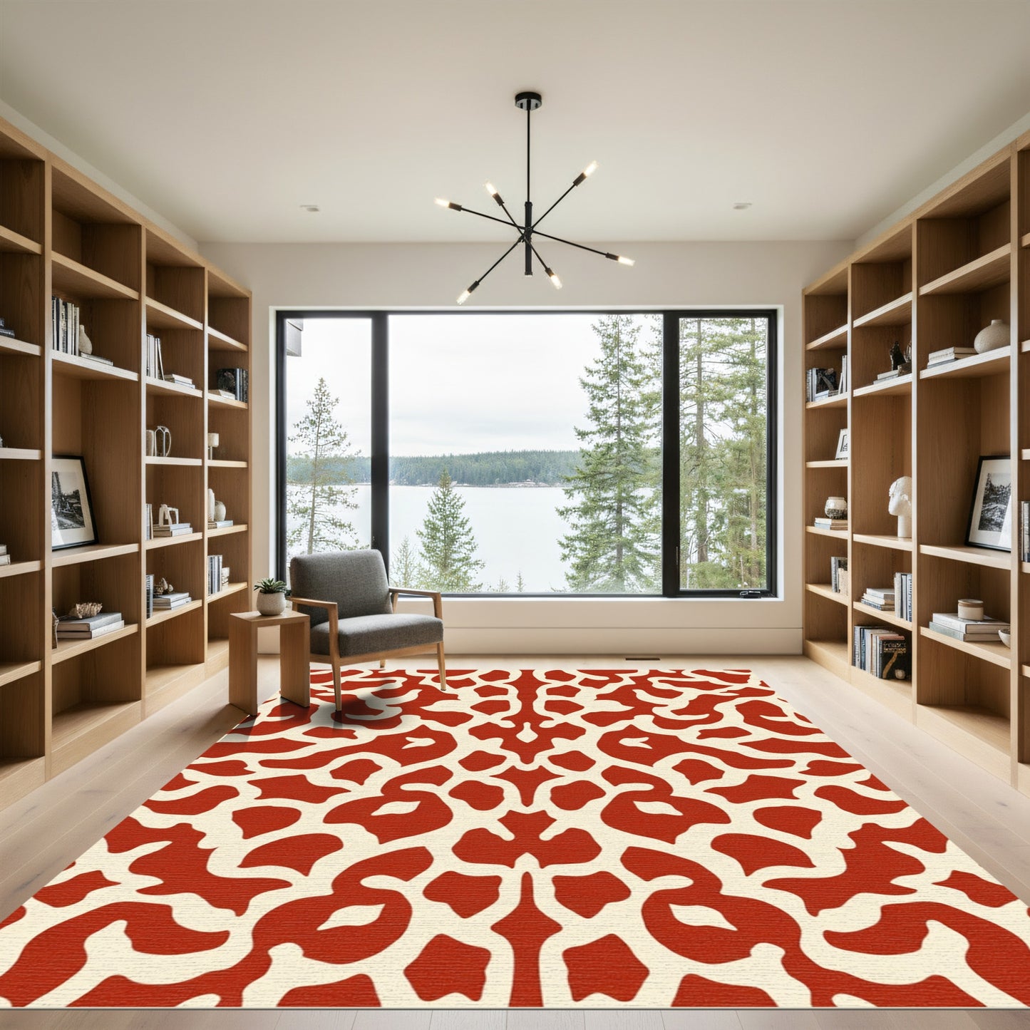 Crimson Cream Organic Lattice Rug