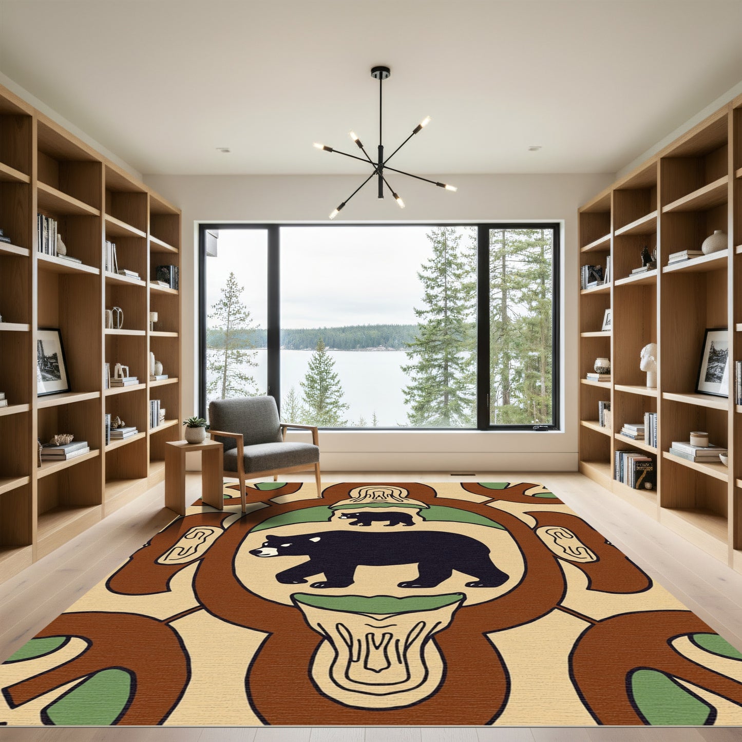 Brown Bear Woodland Medallion Rug