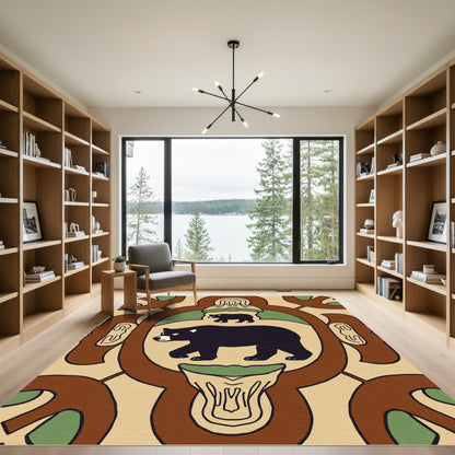 Brown Bear Woodland Medallion Rug