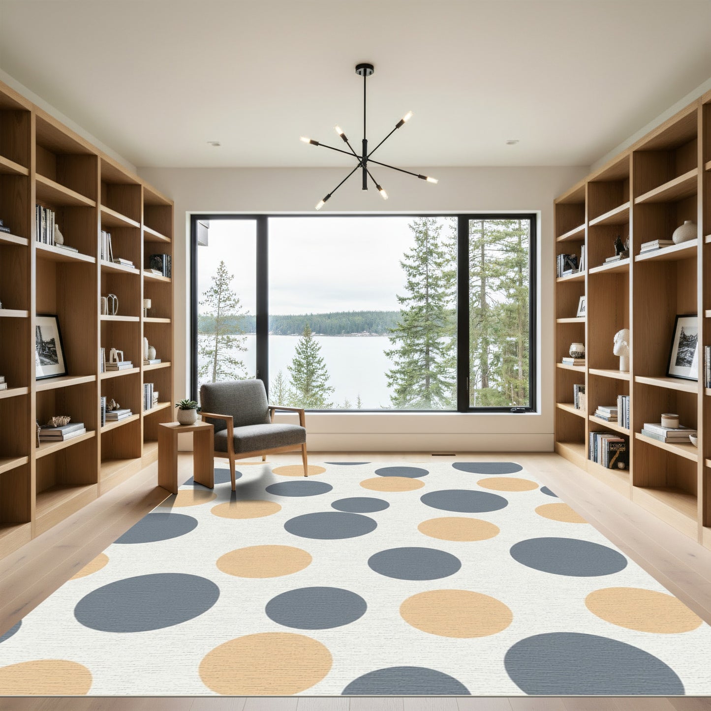Gray Orange Dot Cluster Rug