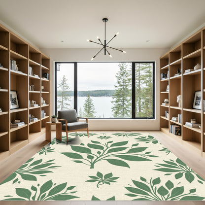 Forest Green Leafy Branches Rug