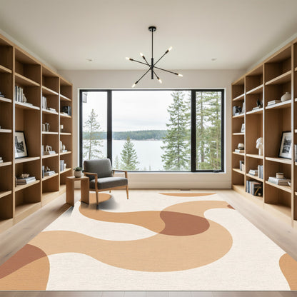 Earthy Neutral Organic Swirls Rug