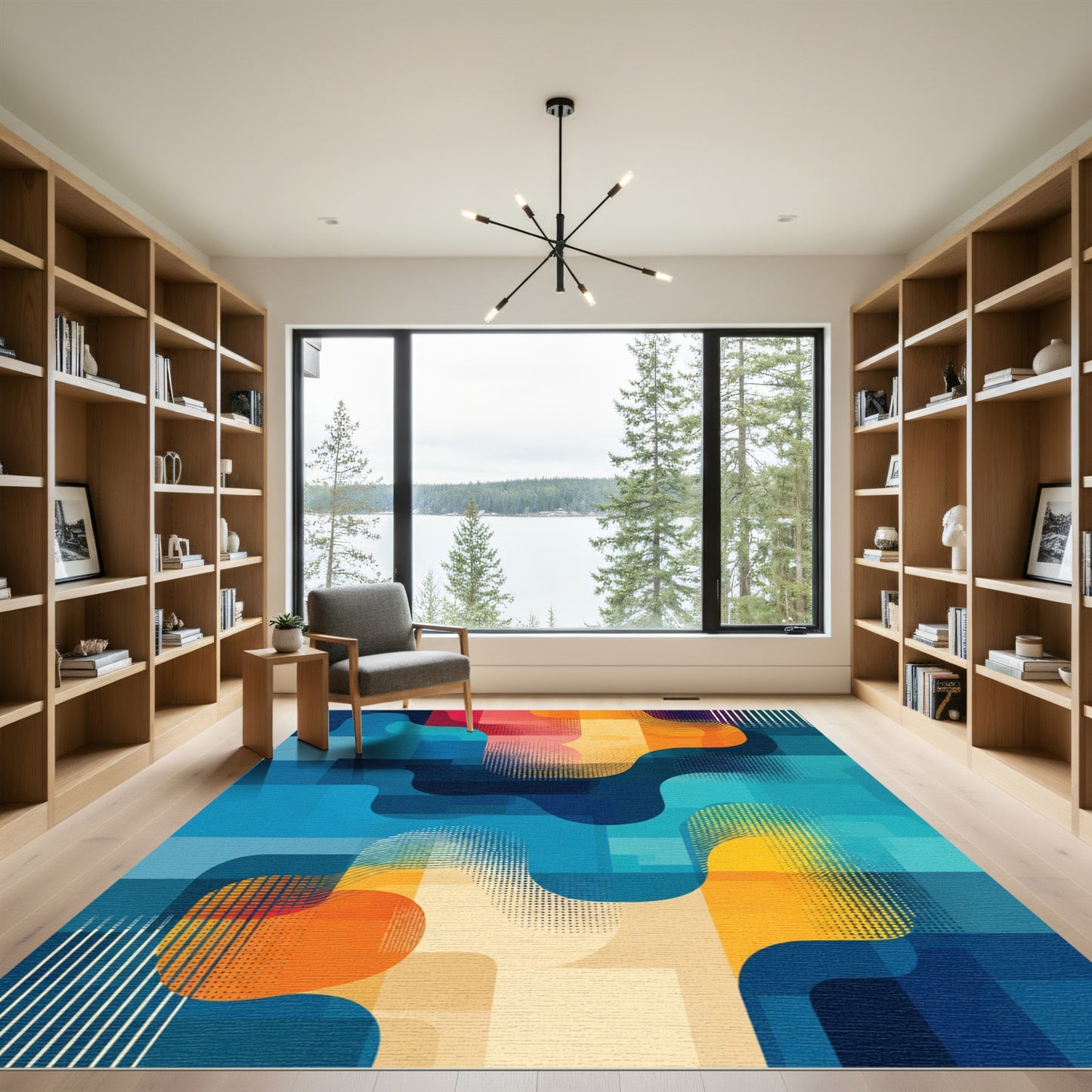 Vibrant Abstract Geometric Flow Rug