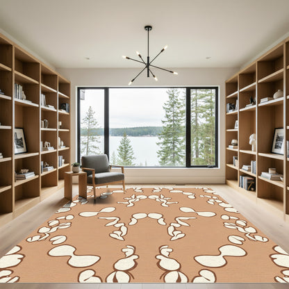 Warm Tan Organic Abstract Shape Rug
