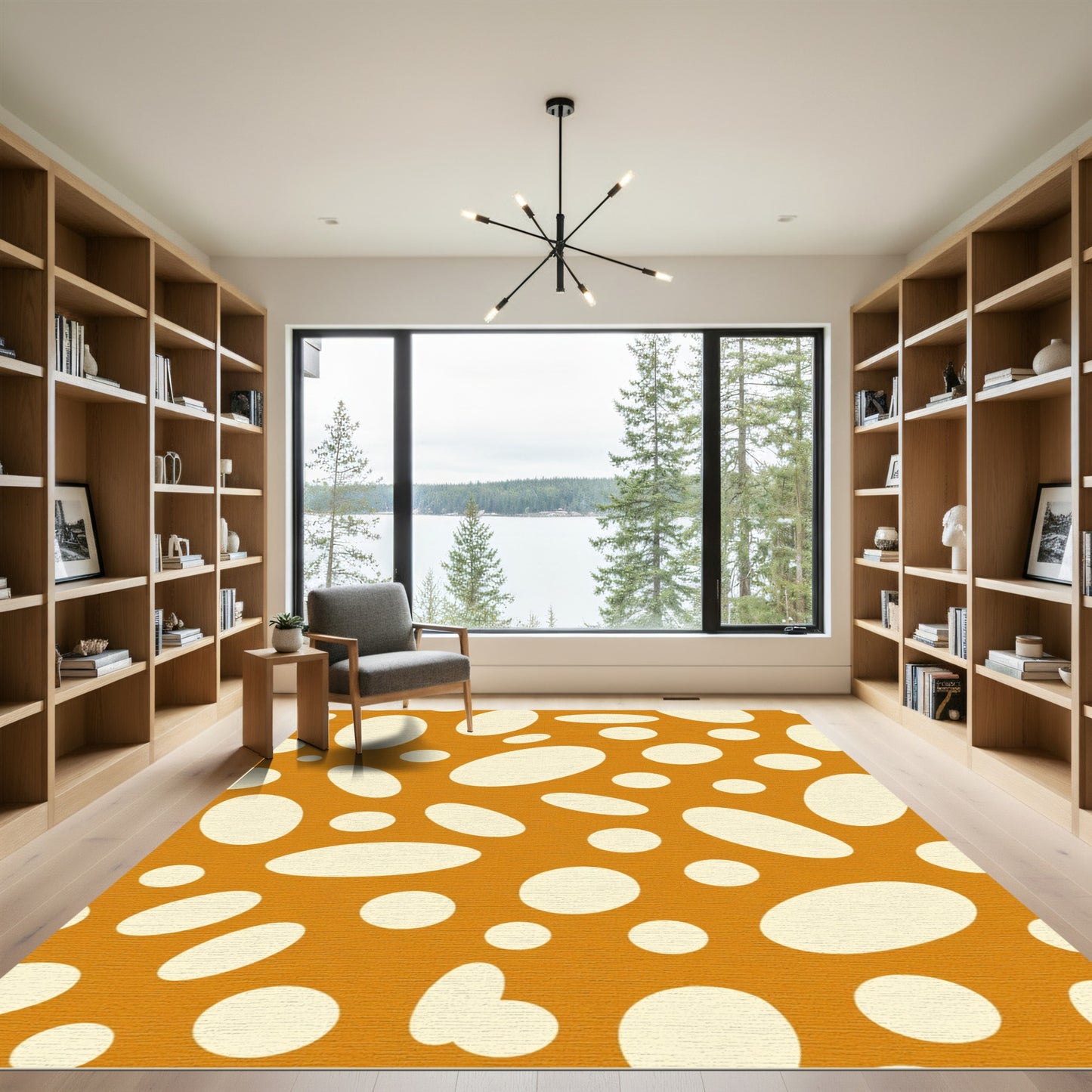Orange White Scatter Oval Circles Rug