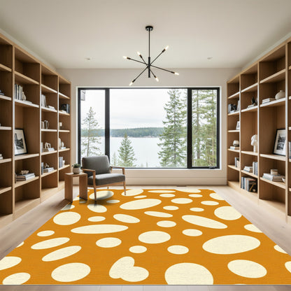 Orange White Scatter Oval Circles Rug