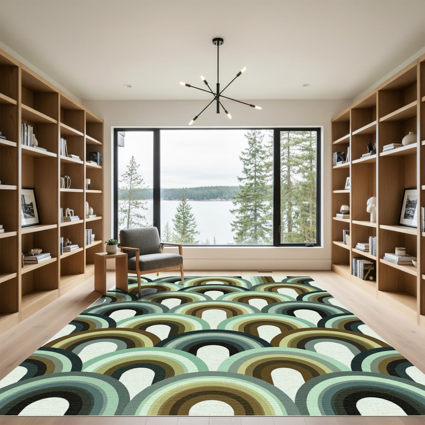 Retro Sage and Earth Tone Arch Rug