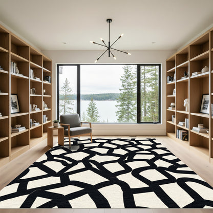 Bold Black Organic Connections Rug