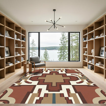 Terracotta Geometric Art Deco Rug