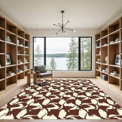 Chocolate Cream Abstract Animal Shapes Rug