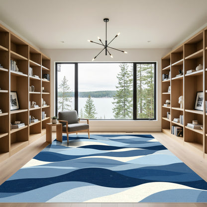 Indigo Wave Abstraction Rug