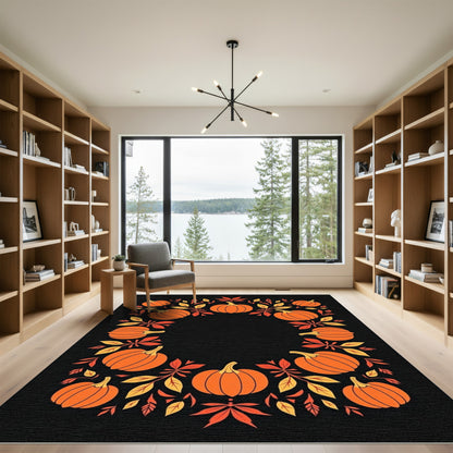 Orange Pumpkin Leaf Garland Rug