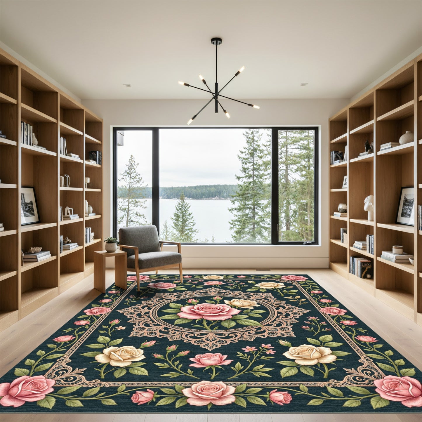 Vintage Blush Pink Rose Lace Rug