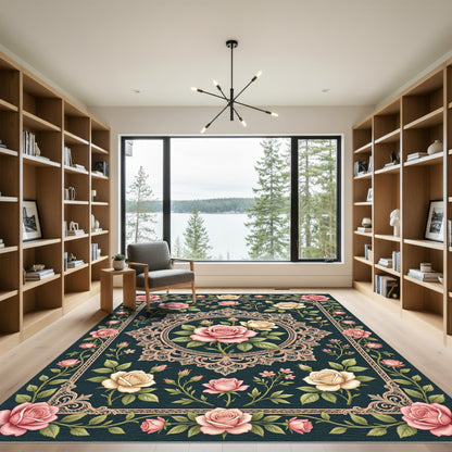 Vintage Blush Pink Rose Lace Rug